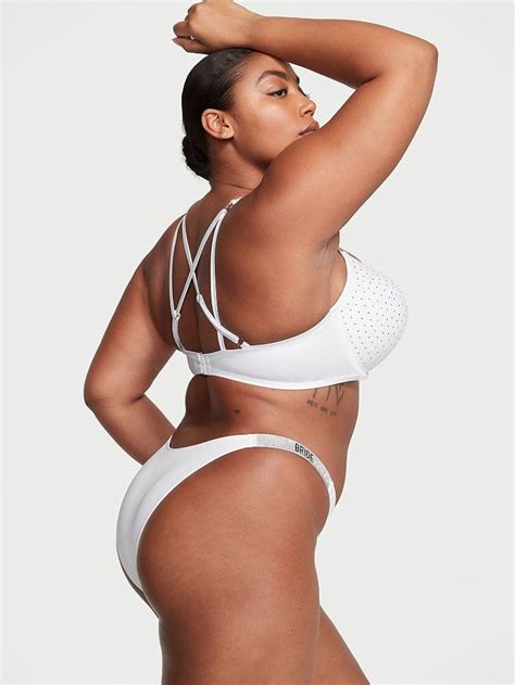 Işıltılı Askılı Brazilian Bride Bikini Altı Beyaz Victoria s Secret