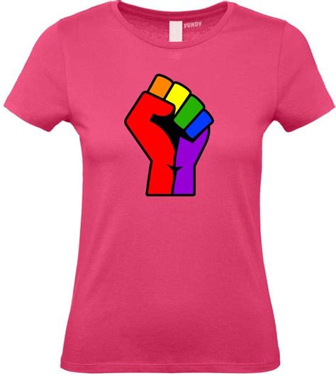 Dames T Shirt Regenboog Vuist Gay Pride Shirt Kleding Regenboog Kleuren Lgbtq Bol