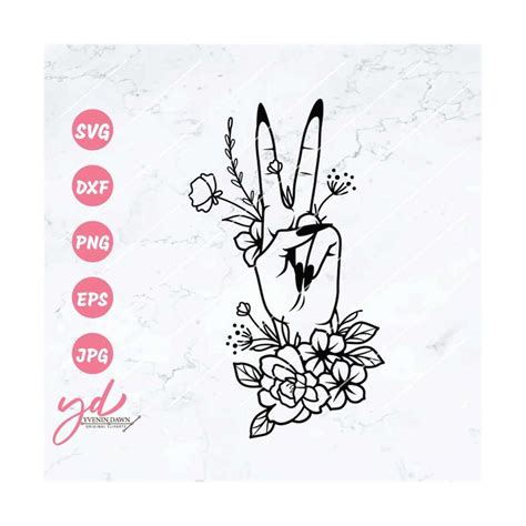 Floral Peace Sign Svg Wildflower Svg Peace Sign Peace Inspire Uplift