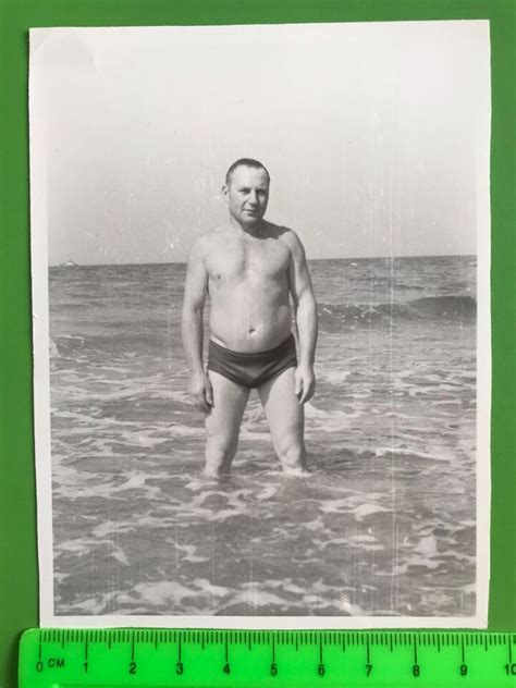 Handsome Shirtless Guy In Trunks Bulges Naked Torso Gay Int Old Vintage Photo EBay