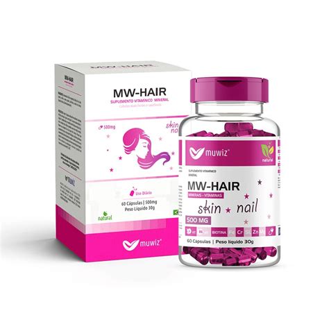 Mw Hair Muwiz 60 Cápsulas 500mg Indicado p Tratar Queda De Cabelo