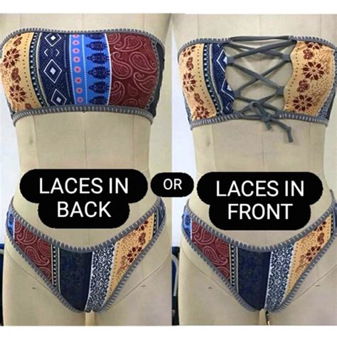 Zaful Swim Colorblock Paisley Boho Bandeau Bikini Poshmark