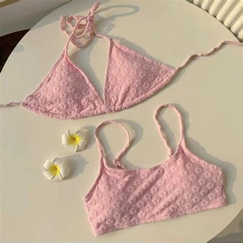 CÓ SẴN Top Bikini lẻ áo In Hoa 3D Hồng Có mút lót Áo bơi Áo tắm đi biển Freeship Shopee