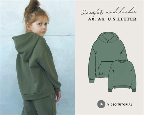 Kids Hoodie Sewing Pattern Pdf Printable Hoodie Pattern With Neck Rib