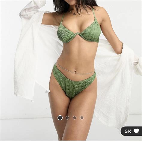 Asos Green Crinkle Bikini Never Been Worn Just Depop