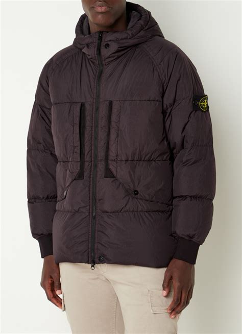 Stone Island 40723 Puffer Jack Met Logo En Donsvulling • Paars