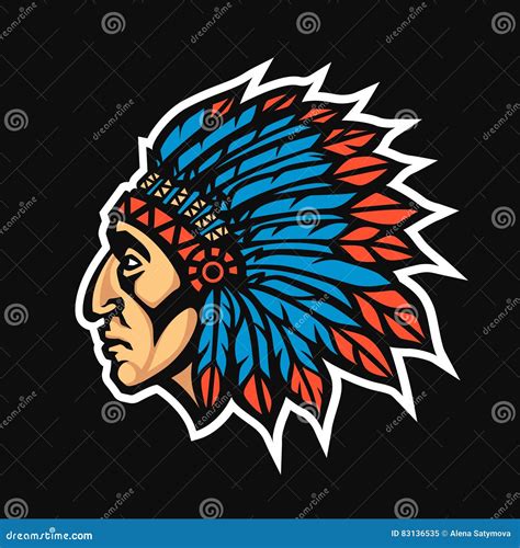 Native American Indian Chief Head Profile. Mascot Sport Team Logo Stock ...