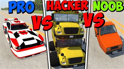 Beamng Drive Noob Vs Pro Vs Hacker 4 Crashes And Stunts Youtube