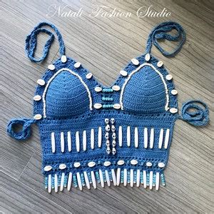 Crochet Swimsuit Bikini Halter Top Swimwear Top Beaded Brazilian Swimwear Bikinis Crochet Bikini