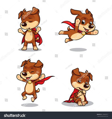 Superhero Puppy Dog 02 4 Different Stock Vector (Royalty Free