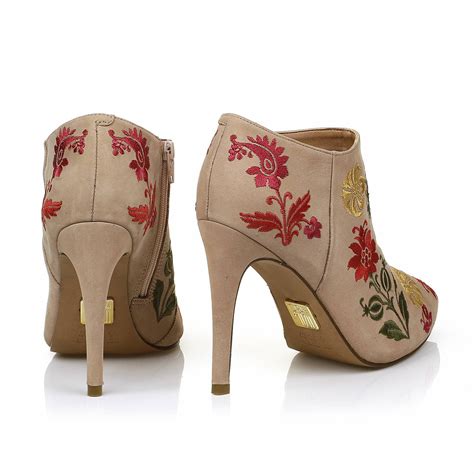 Ankle Boot Salto Alto Nobuck Nude UZA Shoes Sapatos Femininos