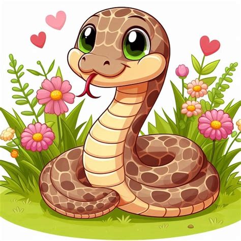 Un Vector De Dibujos Animados De Serpiente De Cascabel Sentado En La