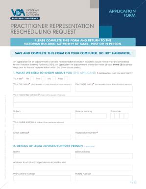 Fillable Online Practitioner Representation Rescheduling Request Form