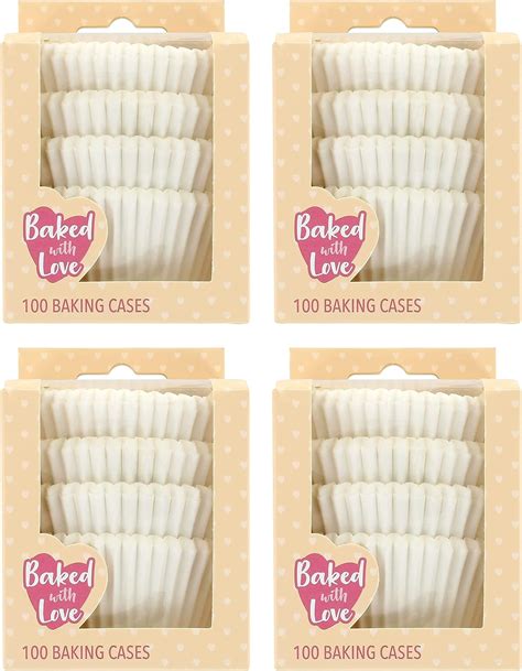 Amazon Baked With Love White Cupcake Cases Mm Baking Cups