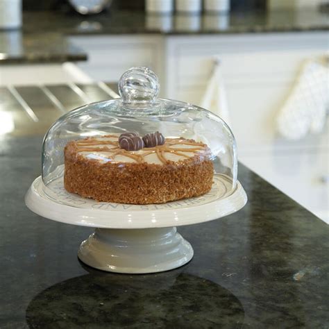 Classic Collection Ceramic Cake Stand And Glass Dome