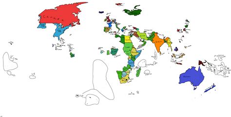 Map of the world but only land ever owned, occupied, or claimed by