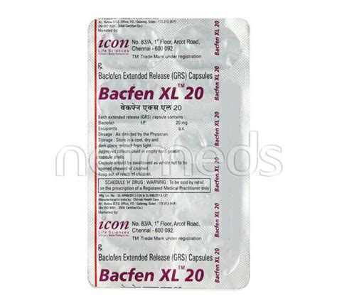 Bacfen Xl 20mg Capsule 10s Price Uses Side Effects Netmeds