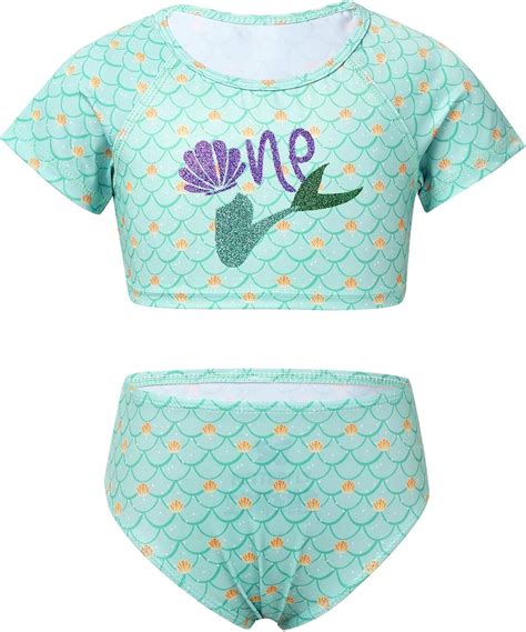 Chictry Chictry M Dchen Badeanzug Meerjungfrau Bademode Zweiteiler Bikini Set Tankini Uv Schutz