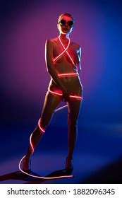 Naked Pretty Woman Neon Lights Oil Stock Photo 1882096345 Shutterstock