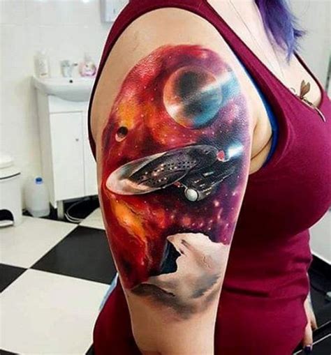 Starship Enterprise From Star Trek Arm Tattoo By Andrzej Niuniek