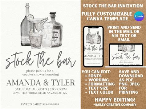 Stock The Bar Invitation Couples Shower Invitation Etsy