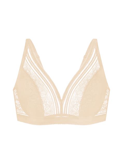 HSIA Wirefree Full Coverage Non Padded Plus Size Deep V Lace Comfortable Bra Nude XXL Walmart