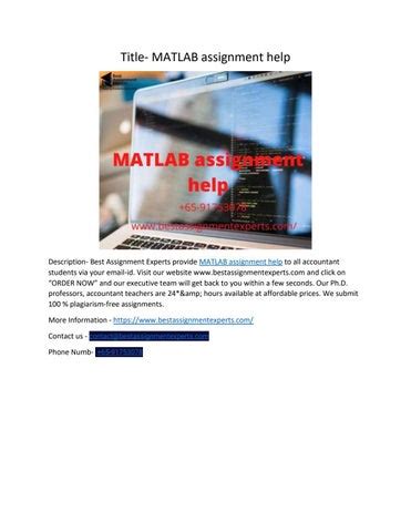 Best Assignment Experts Provide MATLAB Assignment Help By Ronan Digital