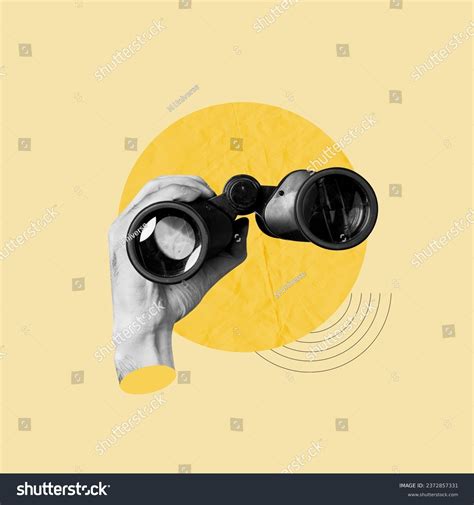 Holding Binoculars Binoculars Discovery Telescope Hand Stock Photo
