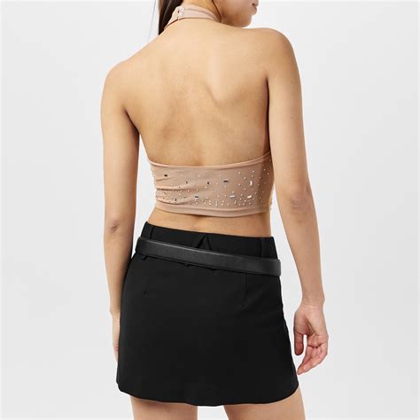 Missy Empire Rhinestone Embellished Halter Top Nude Sportsdirect