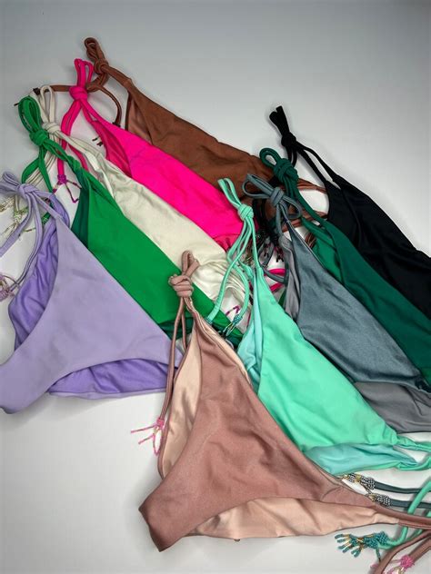 Two Piece Bikini Set Triangle Top And Tie Side Cheeky Bottom Etsy