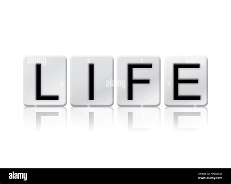 The Word Life Written In Tile Letters Isolated On A White Background