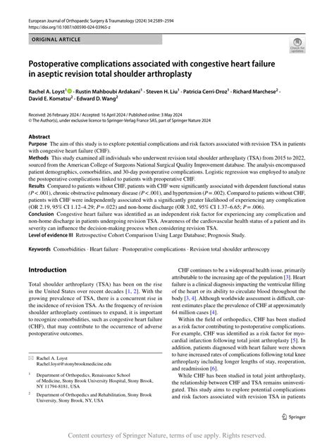 Postoperative complications associated with congestive heart failure in ... 