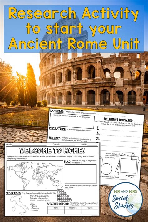 Ancient Rome Unit Introduction Research Activity Worksheet Digital Version Ancient Rome