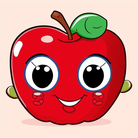 Roter Apfel Handgezeichnetes Cartoon Aufkleber Symbol Konzept Isolierte