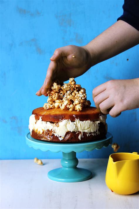 Salted Caramel Popcorn Ice Cream Cake | The Sugar Hit