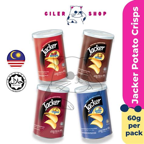 Keropok Jacker Potato Crisps Hot Spicy BBQ Original Sour Cream Onion Potato Snack 60g Shopee