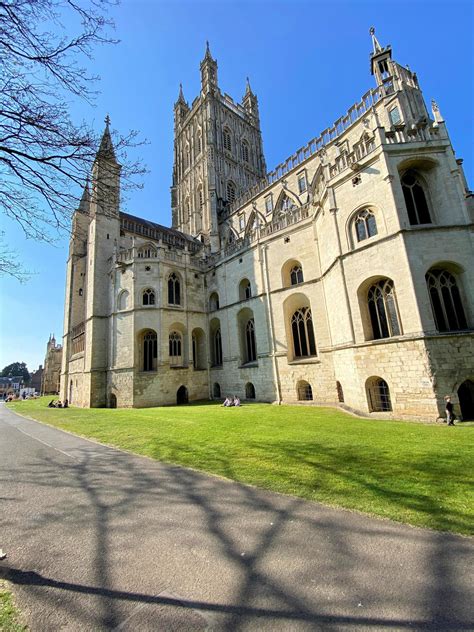 Gloucester in the UK in April 2021.A view of Gloucester Cathedral