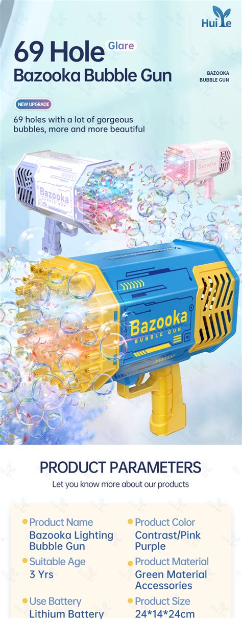 Huiye 69 Hole Bazooka Bubble Gun Machine Gun Toys Blower Launcher