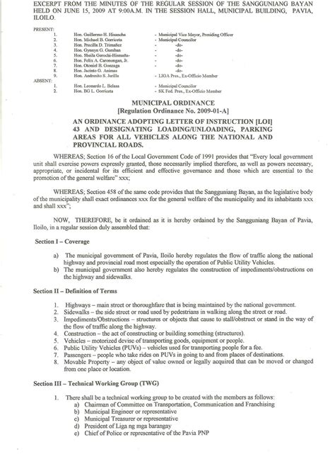 municipal ordinance   arangka pa pavia