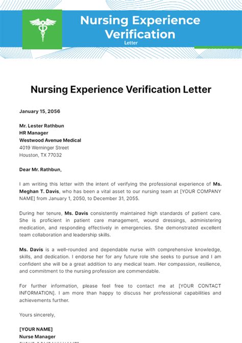Free Nursing Experience Verification Letter Template to Edit Online