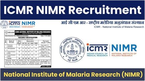 Icmr Nimr Recruitment Notification And Online Application Form For