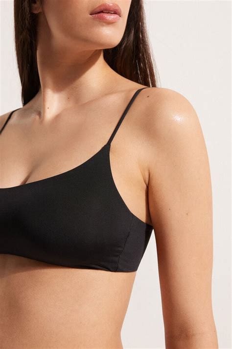 Top de bikini de microfibra reciclada con relleno extraíble Bikini sin mangas Mujer