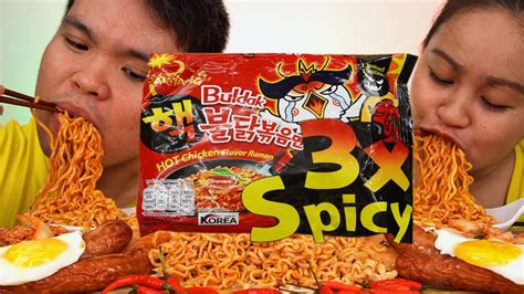 3X SPICY NOODLES CHALLENGE SAMYANG FIRE NOODLES NO DRINKING OF WATER