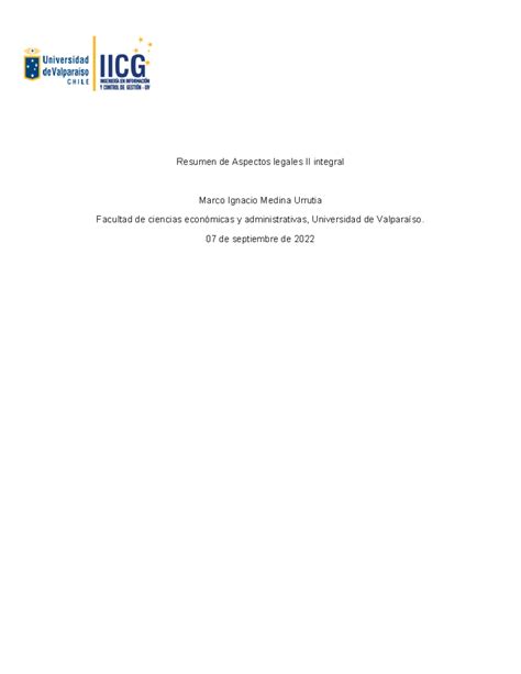 Resumen Aspectos Legales II Integral - Resumen de Aspectos legales II