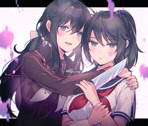 Ayano Aishi And Ryoba Aishi Yandere Simulator Drawn By Yuiki Yuu