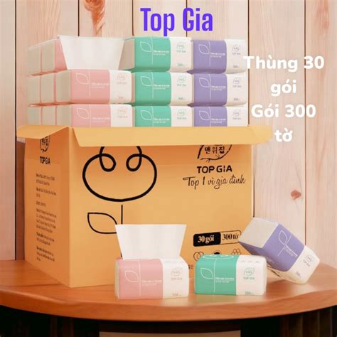 Thùng 30 Gói Giấy ăn Top Gia gấu trúc, thùng giấy ăn rút 30 gói cao cấp ...