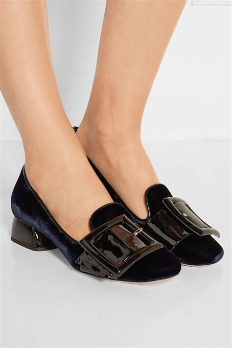 Miu Miu Buckled Patent Leather And Velvet Pumps Net A Portercom