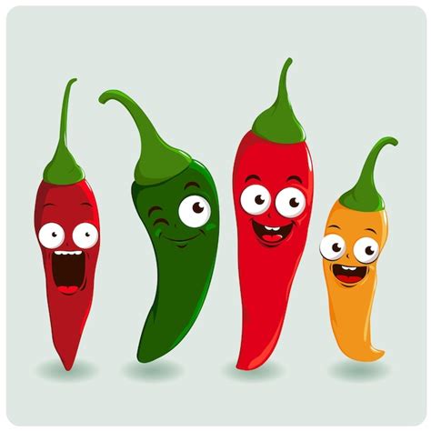 Premium Vector Cartoon Hot Chili Pepper Jalapeno Pepper Characters Vector Illustration