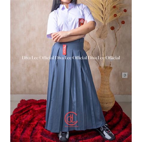 Jual Rok Sma Abu Abu Model Amanda Seragam Sekolah Merk Diva Lee