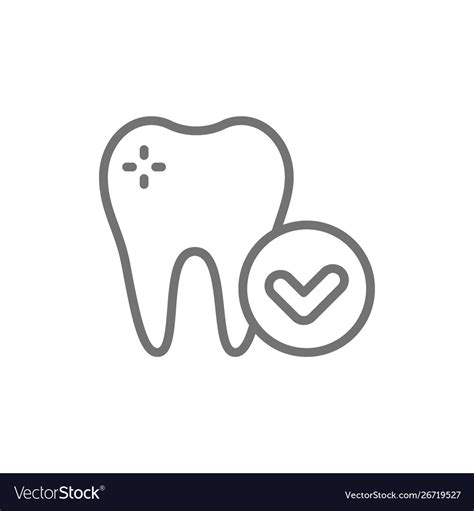 Healthy Tooth Dental Care Line Icon Royalty Free Vector